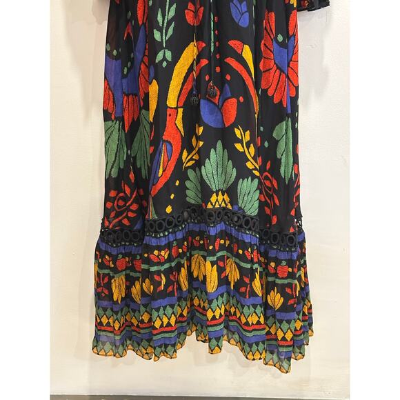 Farm Rio Georgette maxi floral long sleeved v neck dress size Petite Small - Picture 7 of 15